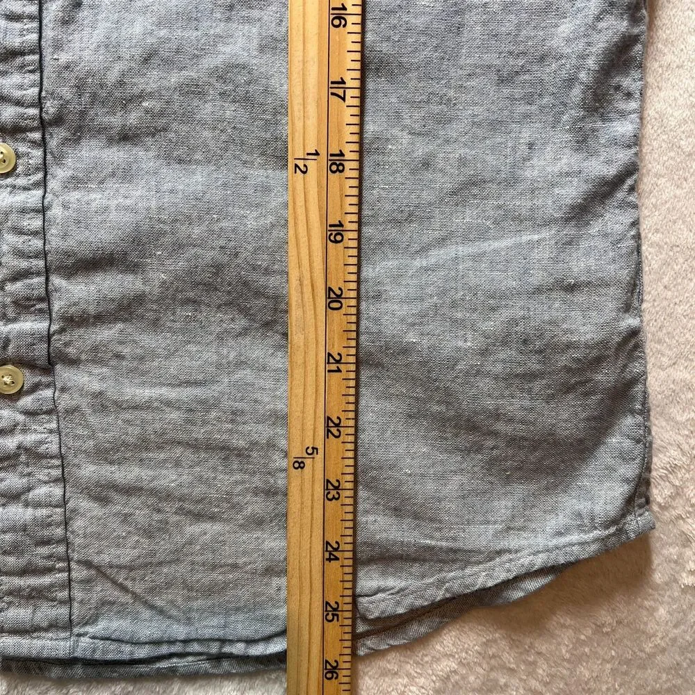 J Crew Mens Button Down Shirt Short Sleeve Linen Blend Slim M